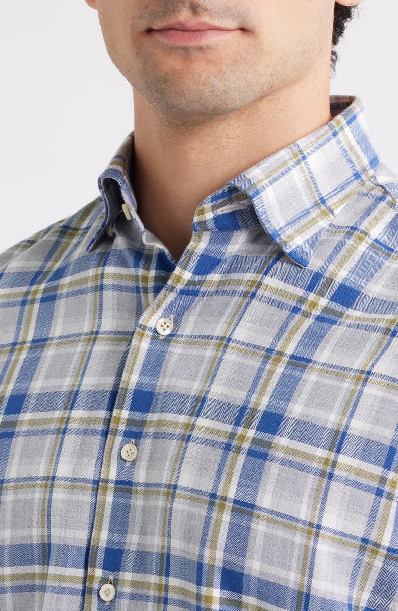 johnnie-O Loudon Plaid Top Shelf Cotton Herringbone Button-Up Shirt, Alternate, color, Light Gray