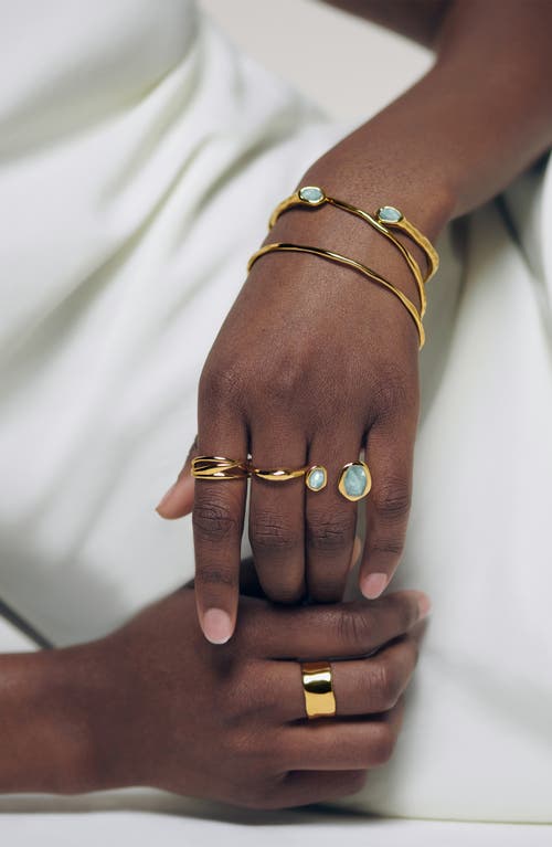 Monica Vinader Gold Odyssey Gemstone Open Cuff Aquamarine In Multi
