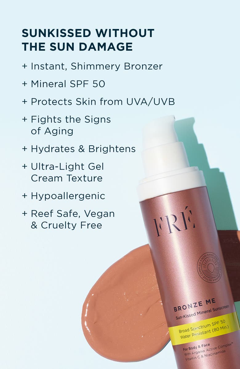 FRÉ Skincare BRONZE ME Sun-Kissed Mineral Sunscreen SPF 50, Alternate, color, Bronze