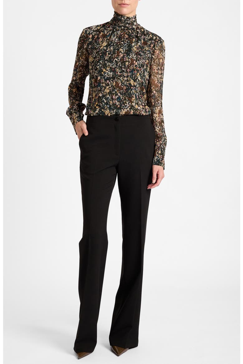 Phoenix Mock Neck Blouse in Abstract Floral Georgette, Alternate, color, Evergreen Multi
