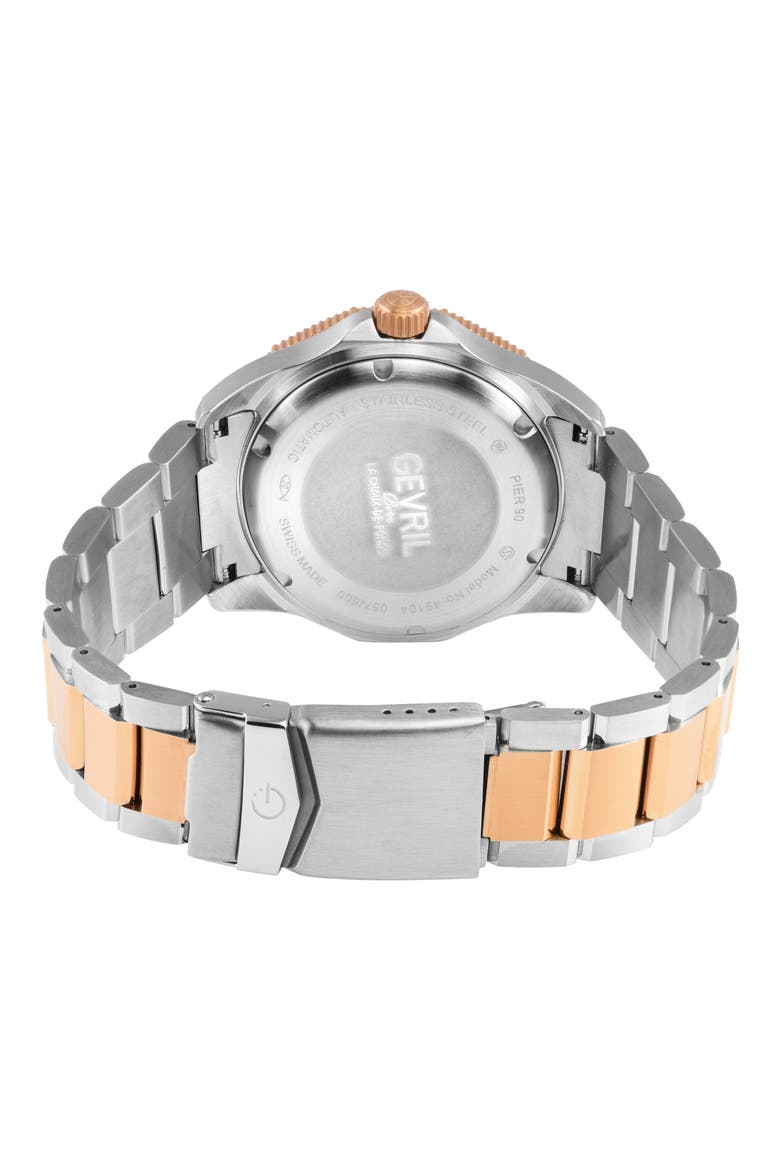 Pier 90 Automatic Bracelet Watch, 45mm, Alternate, color, 2 TONED SS/ RG