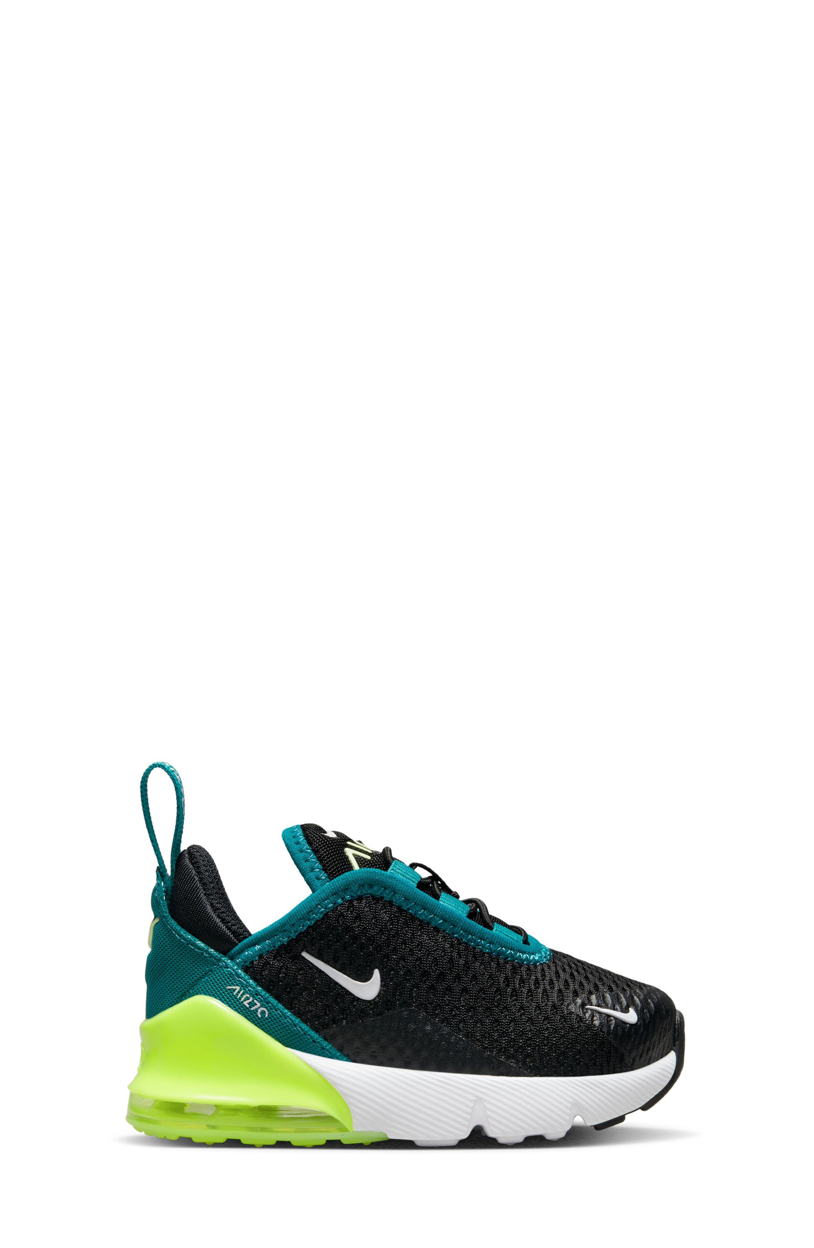 Kids' Air Max 270 Sneaker, Alternate, color, BLACK/ WHITE/ BRIGHT SPRUCE