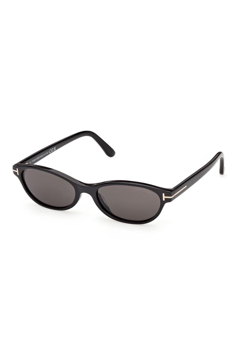Chloe 52mm Oval Sunglasses, Alternate, color, SHINY BLACK / SMOKE LENS