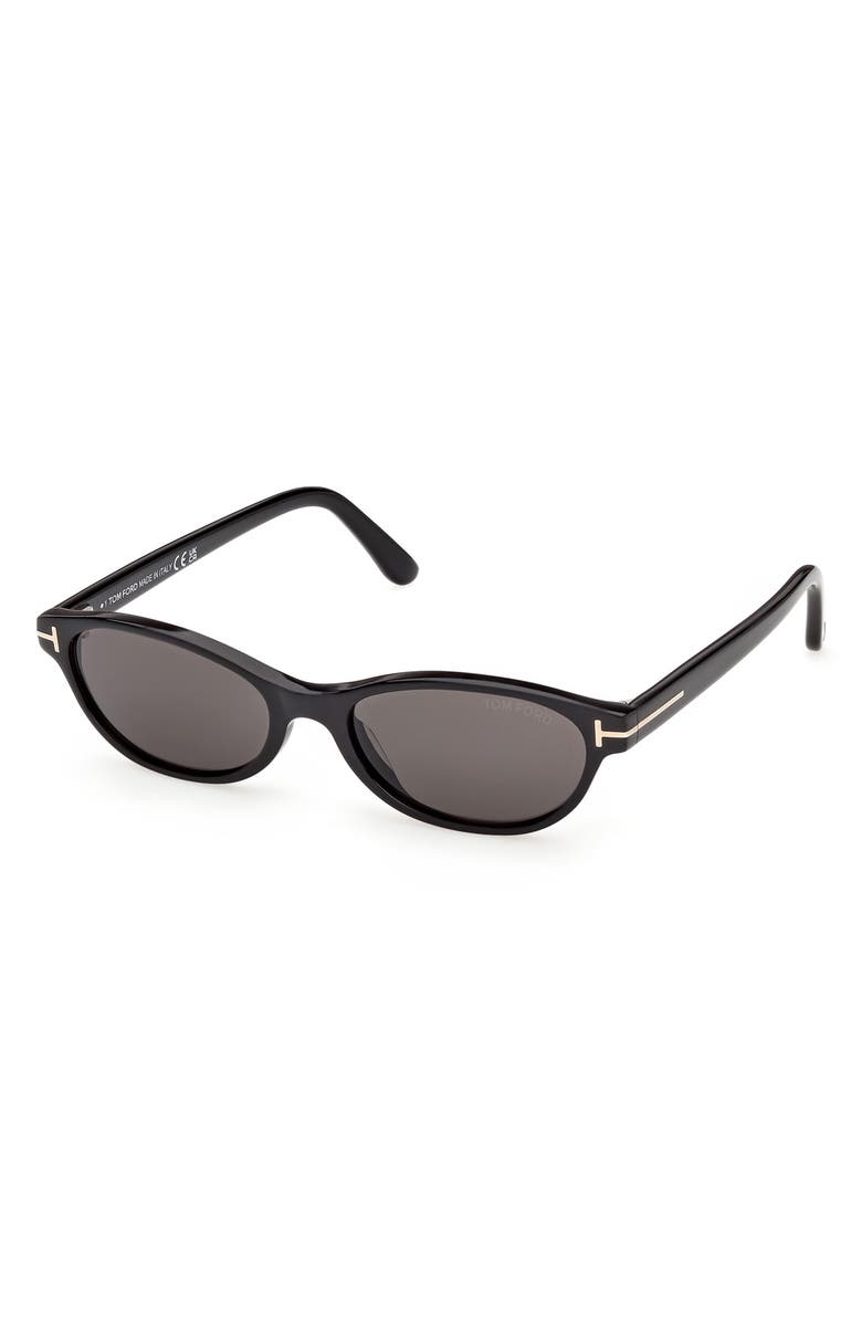 TOM FORD Chloe 52mm Oval Sunglasses, Alternate, color, Shiny Black / Smoke Lens