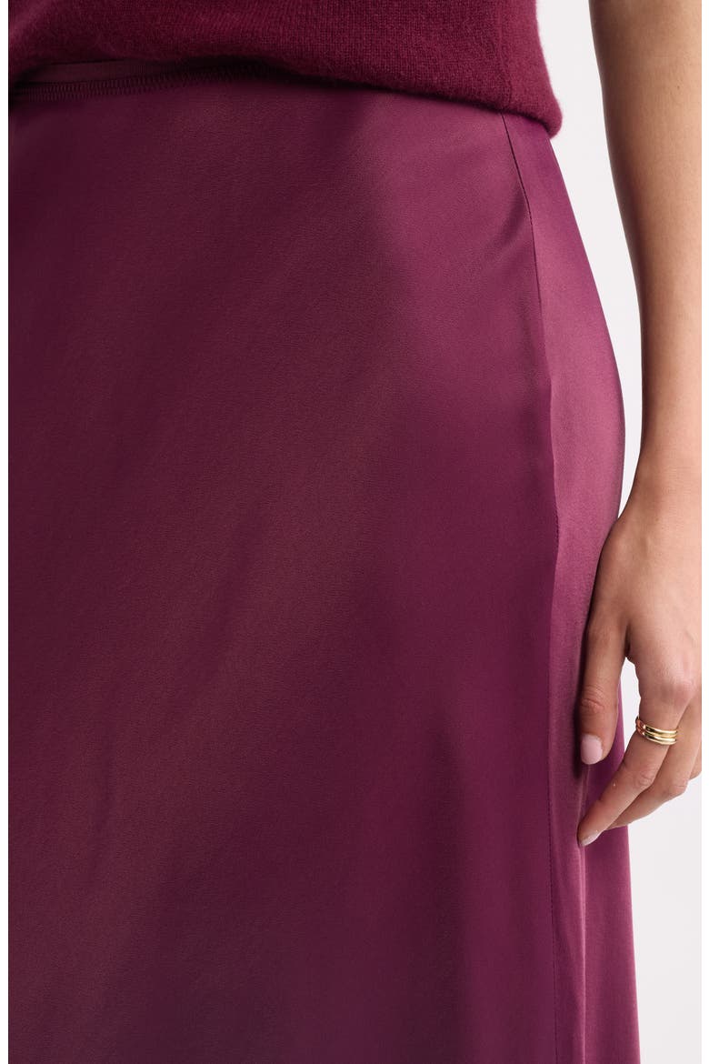Bias Cut Satin Midi Skirt, Alternate, color, BURGUNDY FIG