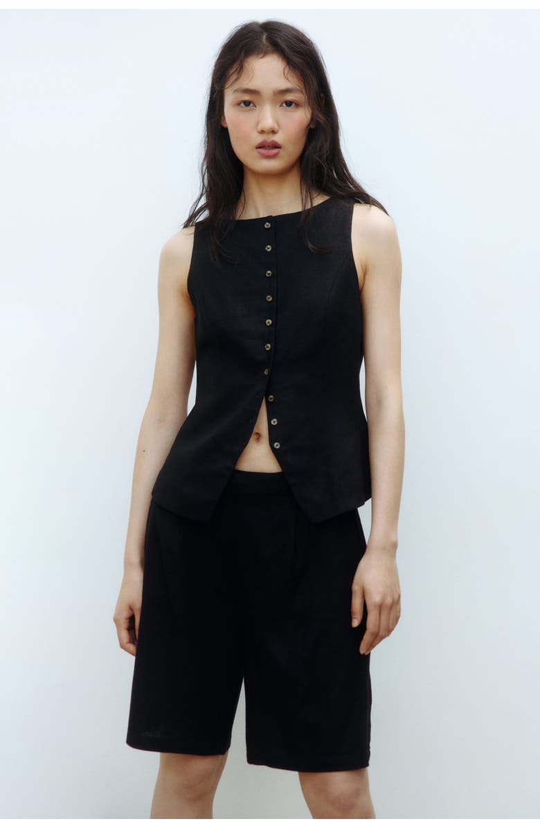 H&M Linen-blend Bermuda Shorts, Alternate, color, 