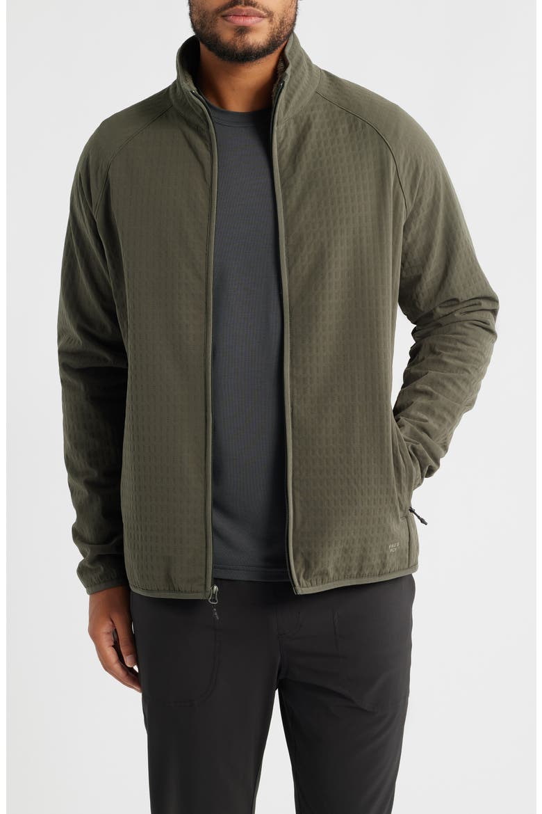Bonded Grid Fleece Zip Jacket, Main, color, DARK FOREST