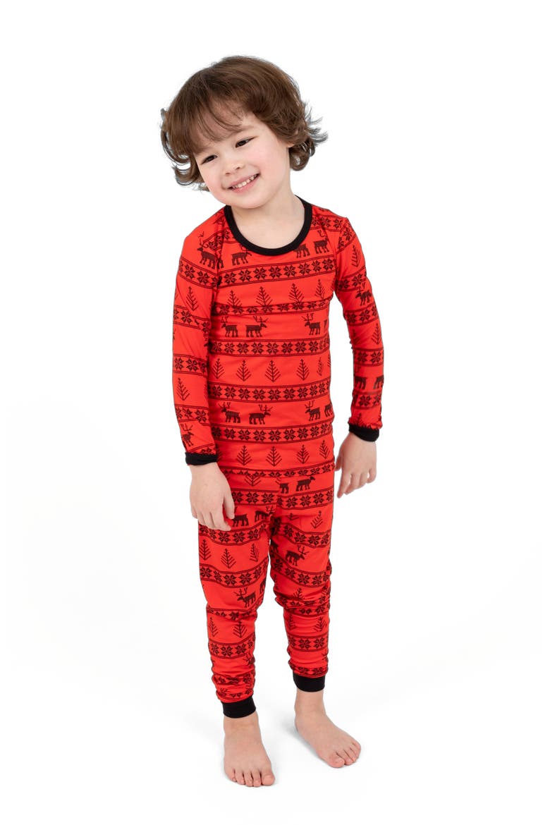 2-pc. Soft Stretch Viscose Cool Touch Matching Family Holiday Pajamas, Main, color, Reindeer Red