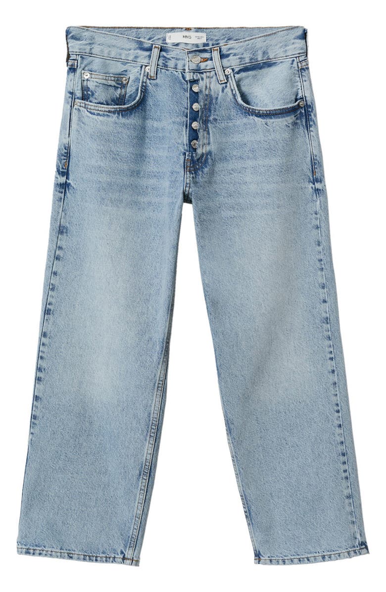MANGO Straight Leg Button Fly Crop Jeans, Alternate, color, 