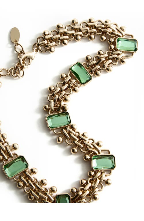 Mango Crystal Link Statement Necklace In Gold