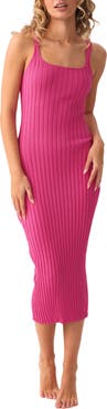 PQ SWIM Poppy Rib Cover-Up Midi Dress