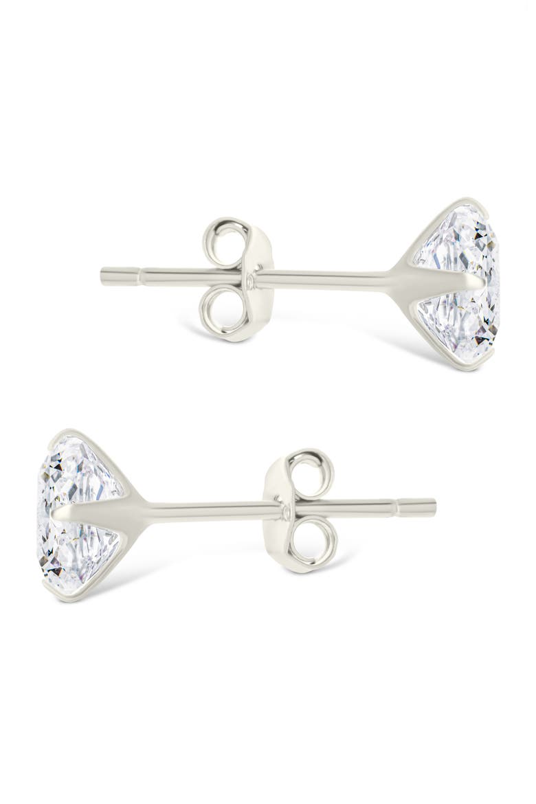 Round Cut Cubic Zirconia Stud Earrings, Alternate, color, SILVER