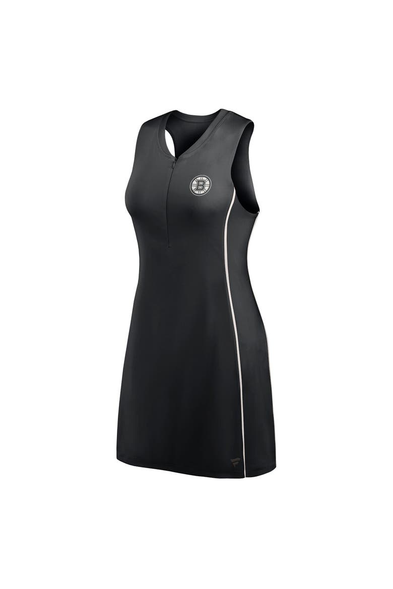 Women's Fanatics Black Boston Bruins Studio Boost Athletic Half-Zip Dress, Alternate, color, Black