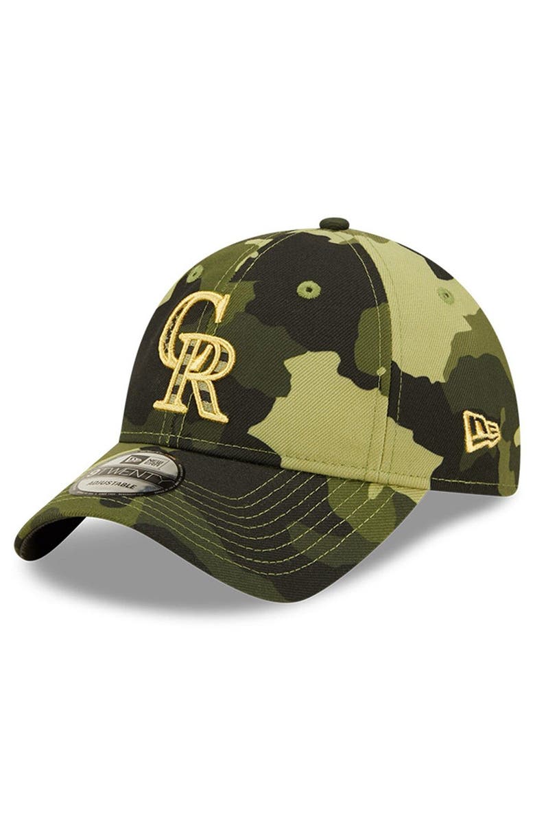 New Era Men's New Era Camo Colorado Rockies 2022 Armed Forces Day 9TWENTY Adjustable Hat, Alternate, color, 