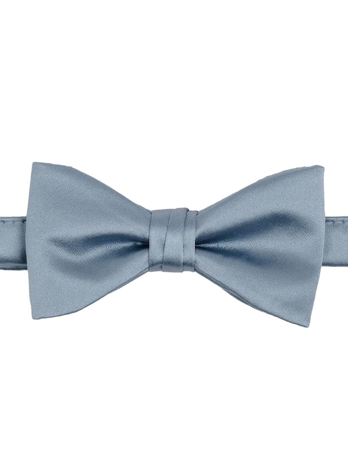 Brooklyn Brigade Men's Solid Satin Pre-Tied Bow Tie in Dusty Blue 