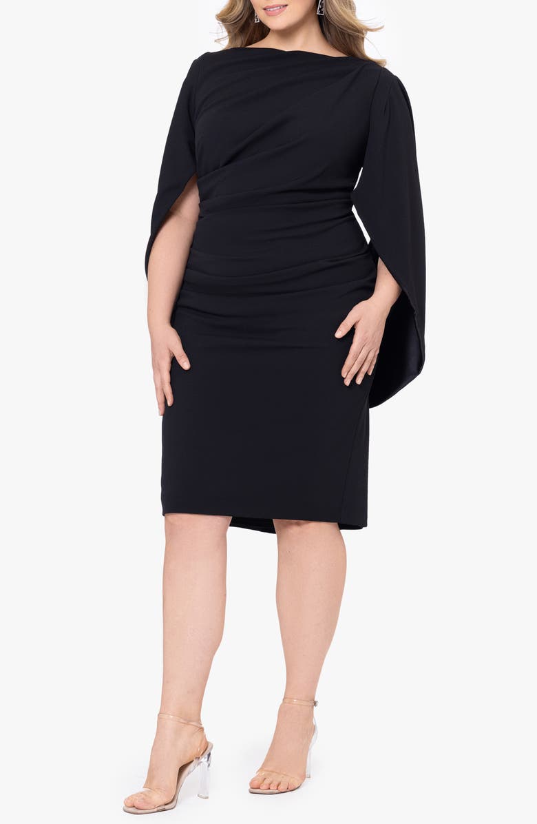 Betsy & Adam Drape Back Cocktail Dress, Alternate, color, Black