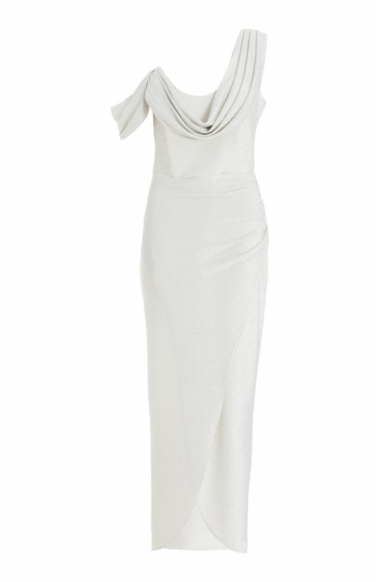 QUIZ Stretch Shimmer Cowl Wrap Maxi Dress, Alternate, color, 