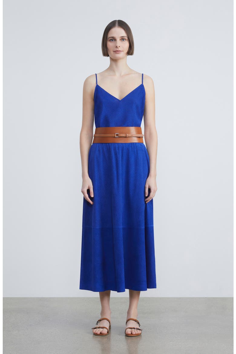 Eva Perforated Suede Camisole, Alternate, color, LAPIS BLUE