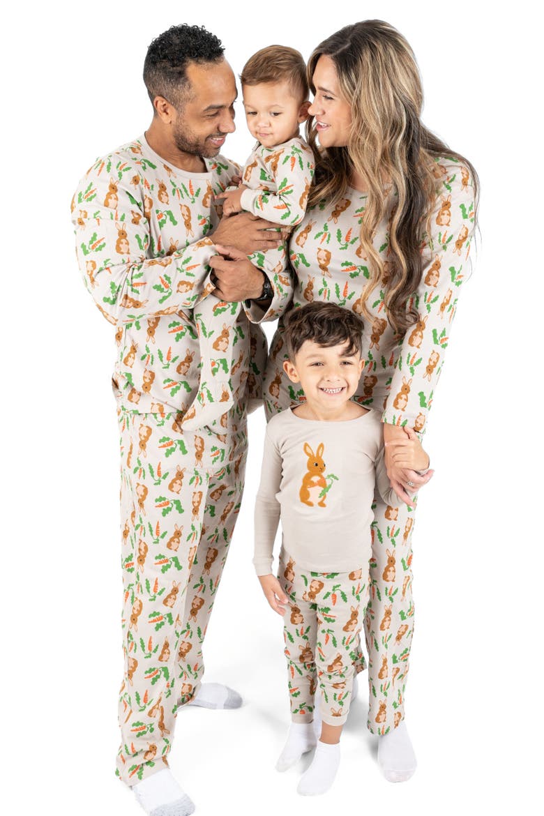 Kids Two-Piece Cotton Easter Matching Family Pajamas, Bunny Prints, Alternate, color, Rabbit