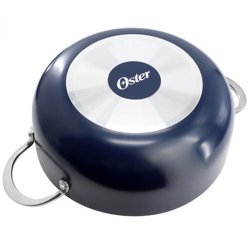 Oster Cartagena 3.8 Quart Nonstick Aluminum Caldero With Lid In Dark Blue In Blue
