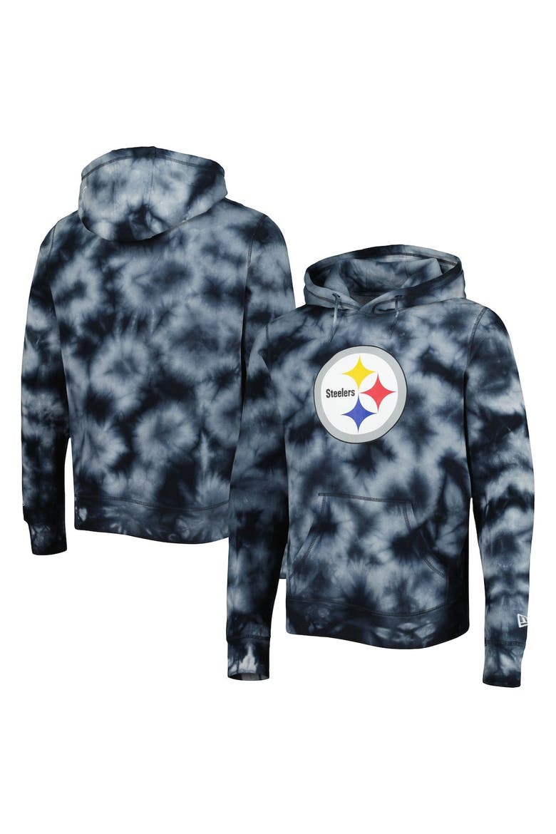 Men's New Era Black Pittsburgh Steelers Team Tie-Dye Pullover Hoodie, Alternate, color, Black