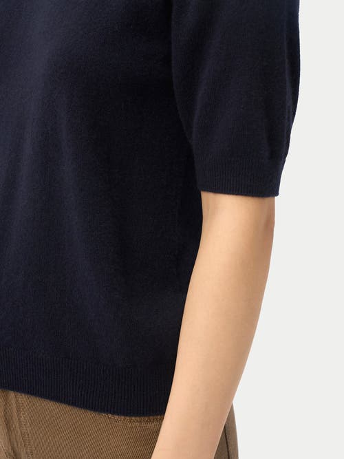 Gobi Mongolian Cashmere Elbow-length Sleeve Cashmere Sweater In Blue