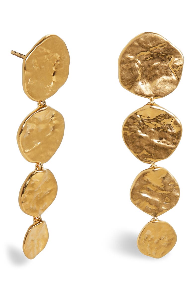 Capri Disc Cocktail Drop Earrings, Main, color, 18CT GOLD VERMEIL