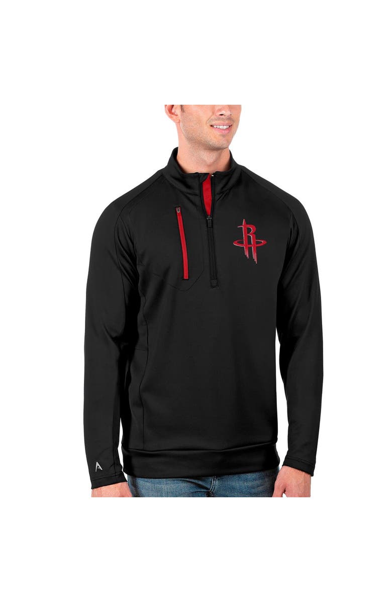 ANTIGUA Men's Antigua Black Houston Rockets Generation Quarter-Zip Pullover Jacket, Alternate, color, Black