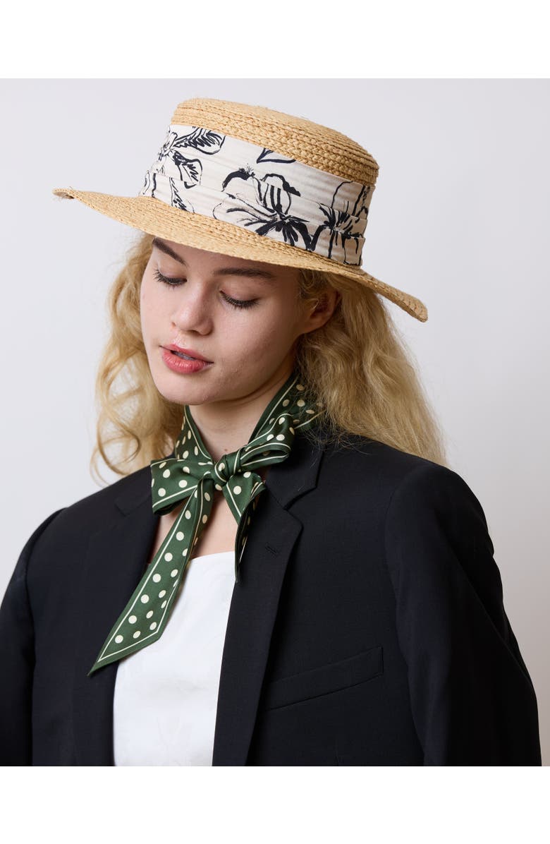 Lost Pattern "La Isla" Straw Hat with Ribbon Band, Alternate, color, Cream