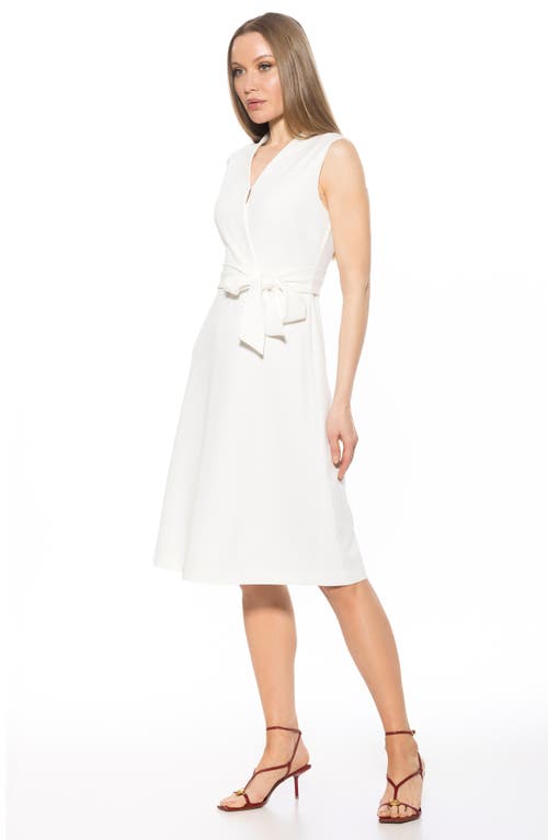 Alexia Admor Dane Tie Waist Midi Dress In Ivory