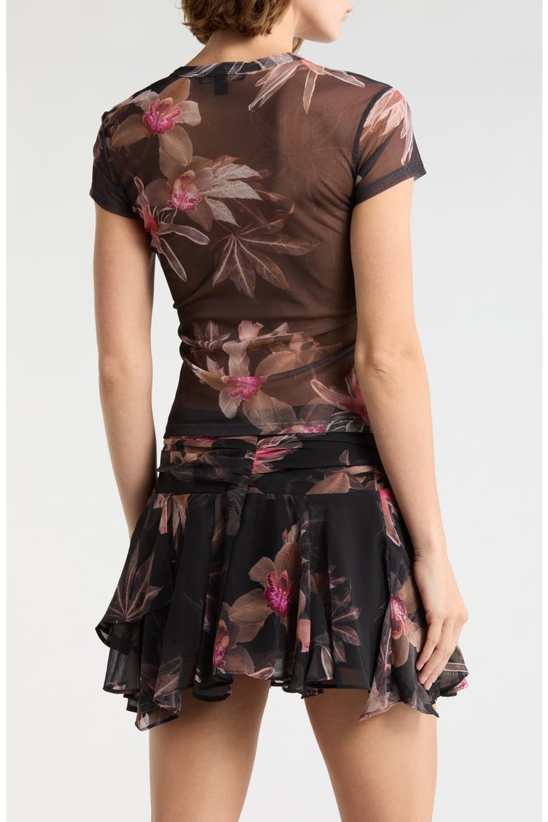 Ellie Floral Mesh T-Shirt, Alternate, color, ADENA BLACK