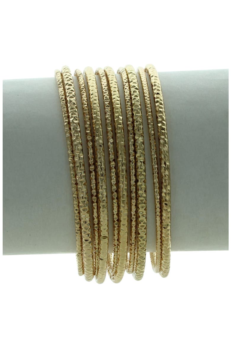 Inaya Set of 10 Bangle Bracelets, Alternate, color, GOLD
