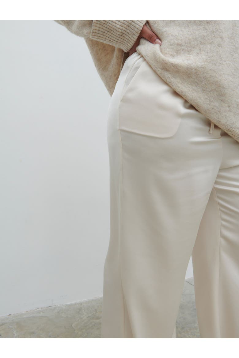 Curve Breya Satin Drawstring Trouser, Alternate, color, Oyster