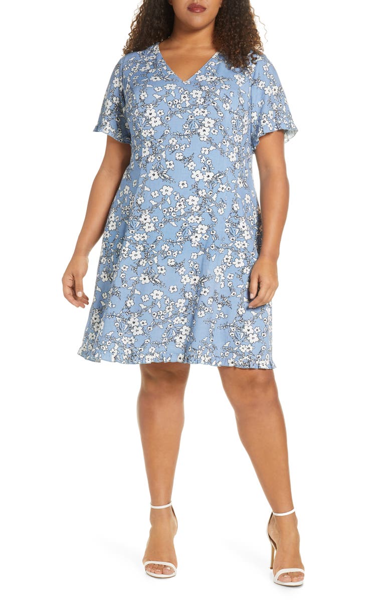 Marée Pour Toi Floral Print Fit & Flare Dress, Main, color, 