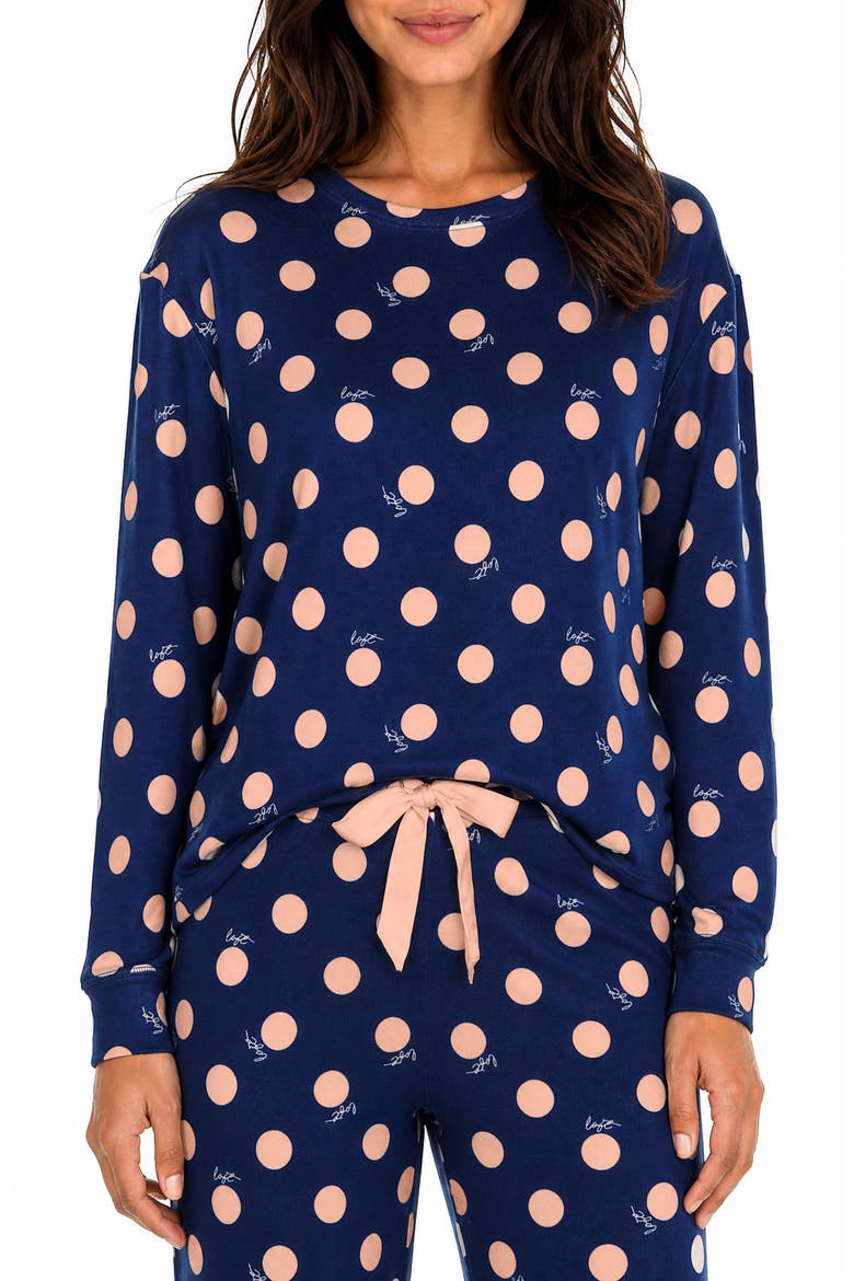 Soft Hacci Long Sleeve Henley Pajamas, Alternate, color, DOT FONT NORTH STAR