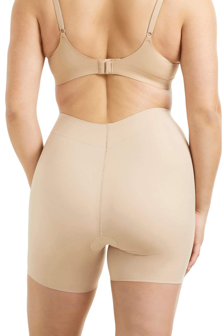 Sleek Essentials Mid Thigh Shaping Shorts, Alternate, color, WARM BEIGE