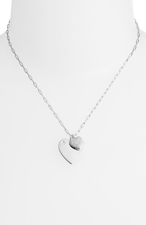Nordstrom Cubic Zirconia Heart Charms Duo Necklace In Clear- Silver