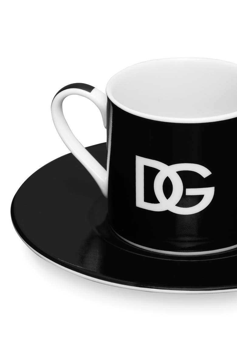 Dolce&Gabbana DG Logo Set of 2 Espresso Cups & Saucers, Alternate, color, Black