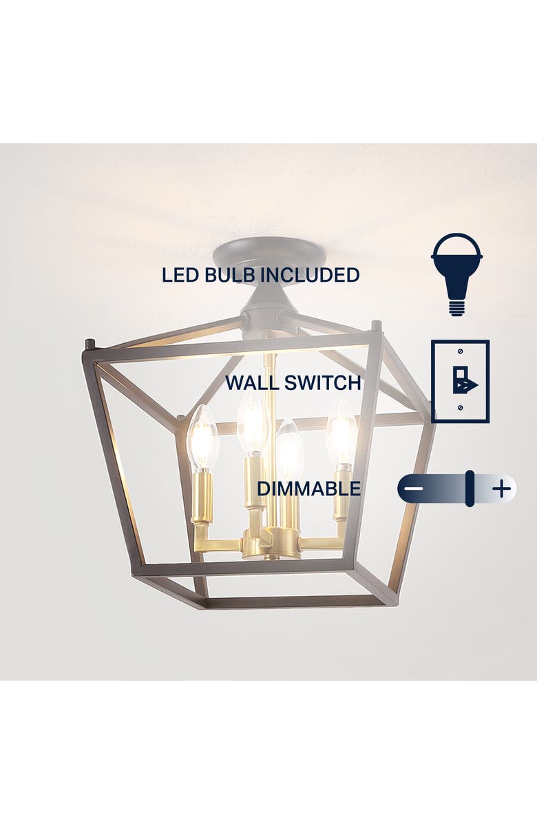 JONATHAN Y Plains 4-Light Iron Modern Farmhouse LED Flush Mount, Alternate, color, Oil Rubbed Bronze/Brass Gold