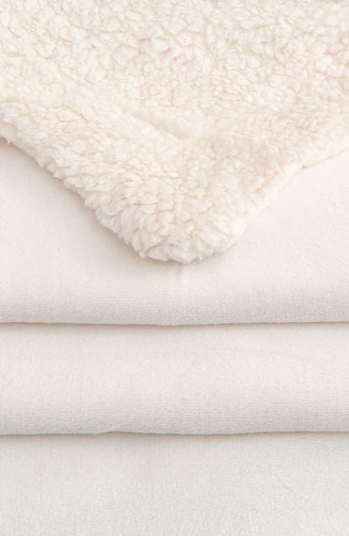 Woven & Weft Reversible Faux Shearling Throw Blanket In White