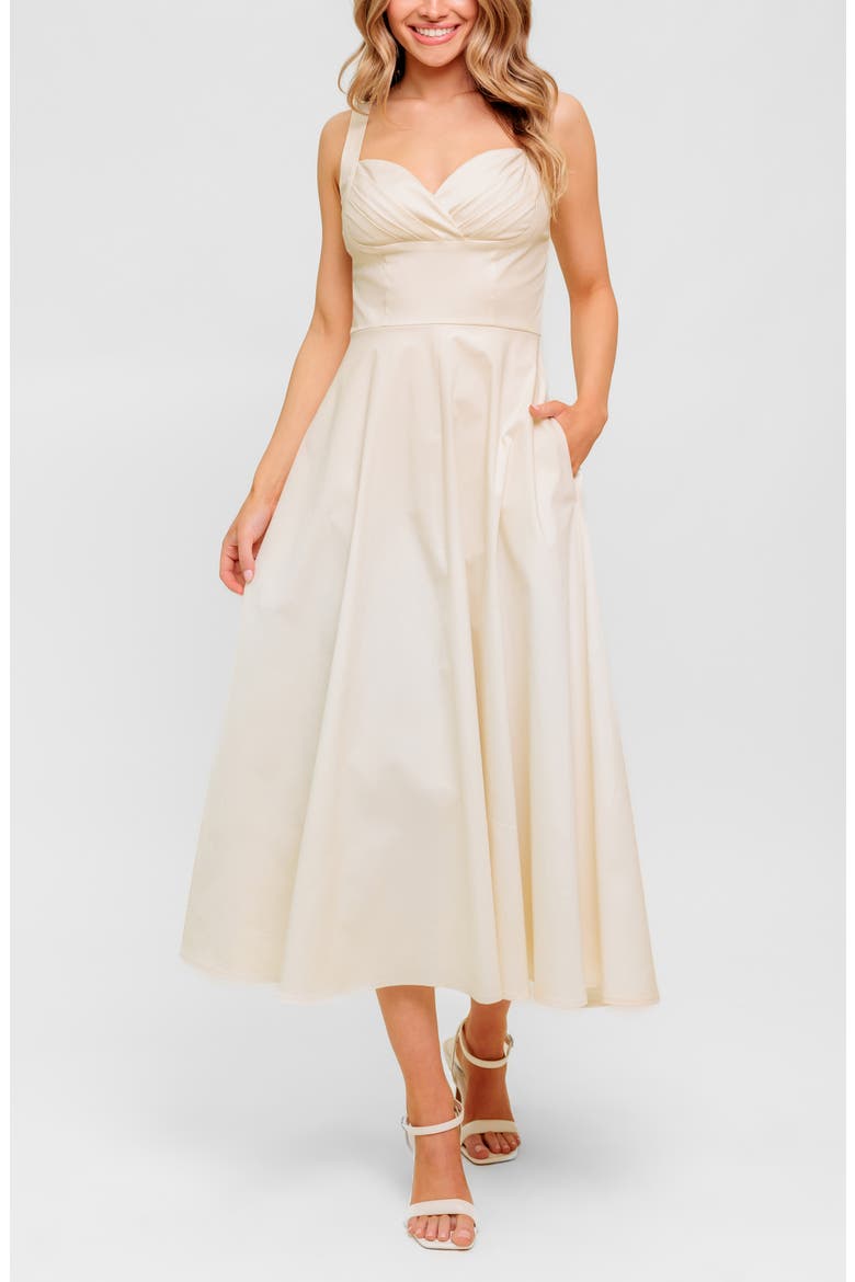 Sweetheart Twill Maxi Dress, Alternate, color, CREAM