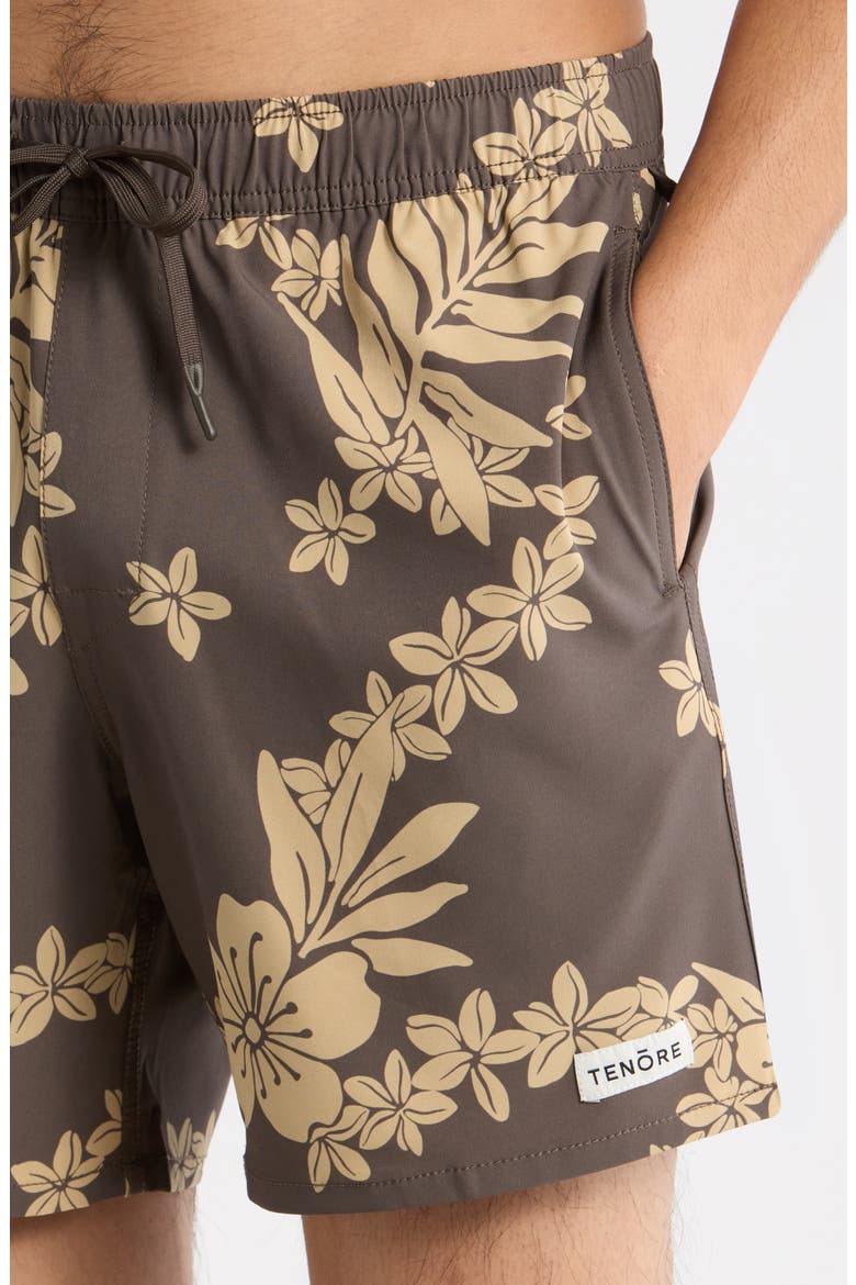 Printed Day Board Shorts, Alternate, color, BARK