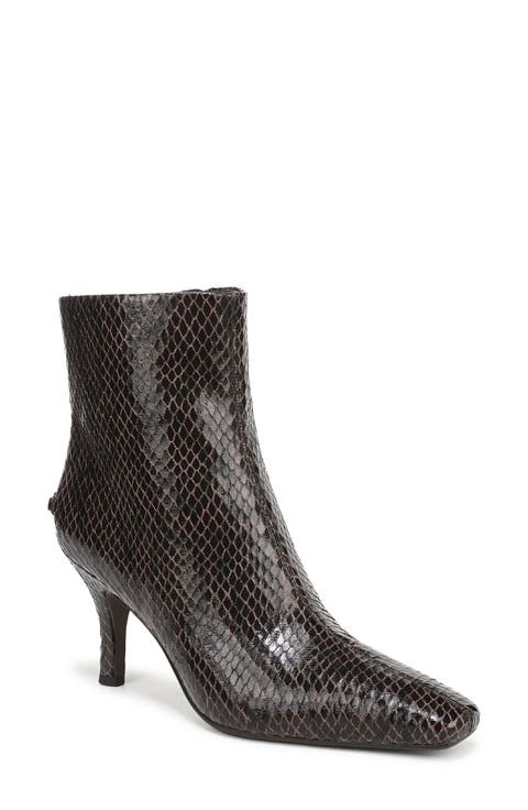 Laura Snakeskin Embossed Snip Toe Bootie (Women)