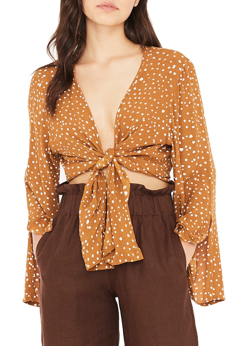 Teguise Tie Hem Crop Top, Main, color, NOEL PRINT CARMEL