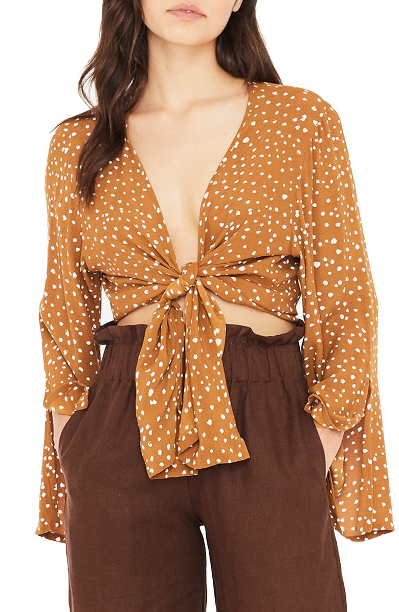 Faithfull the Brand Teguise Tie Hem Crop Top, Main, color,