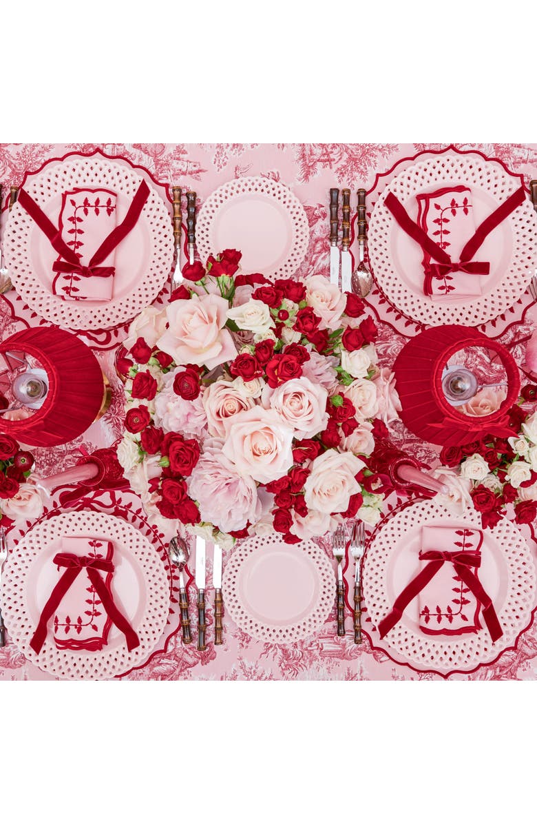 Mrs. Alice Pink & Red Laurel Napkins, Alternate, color, Pink