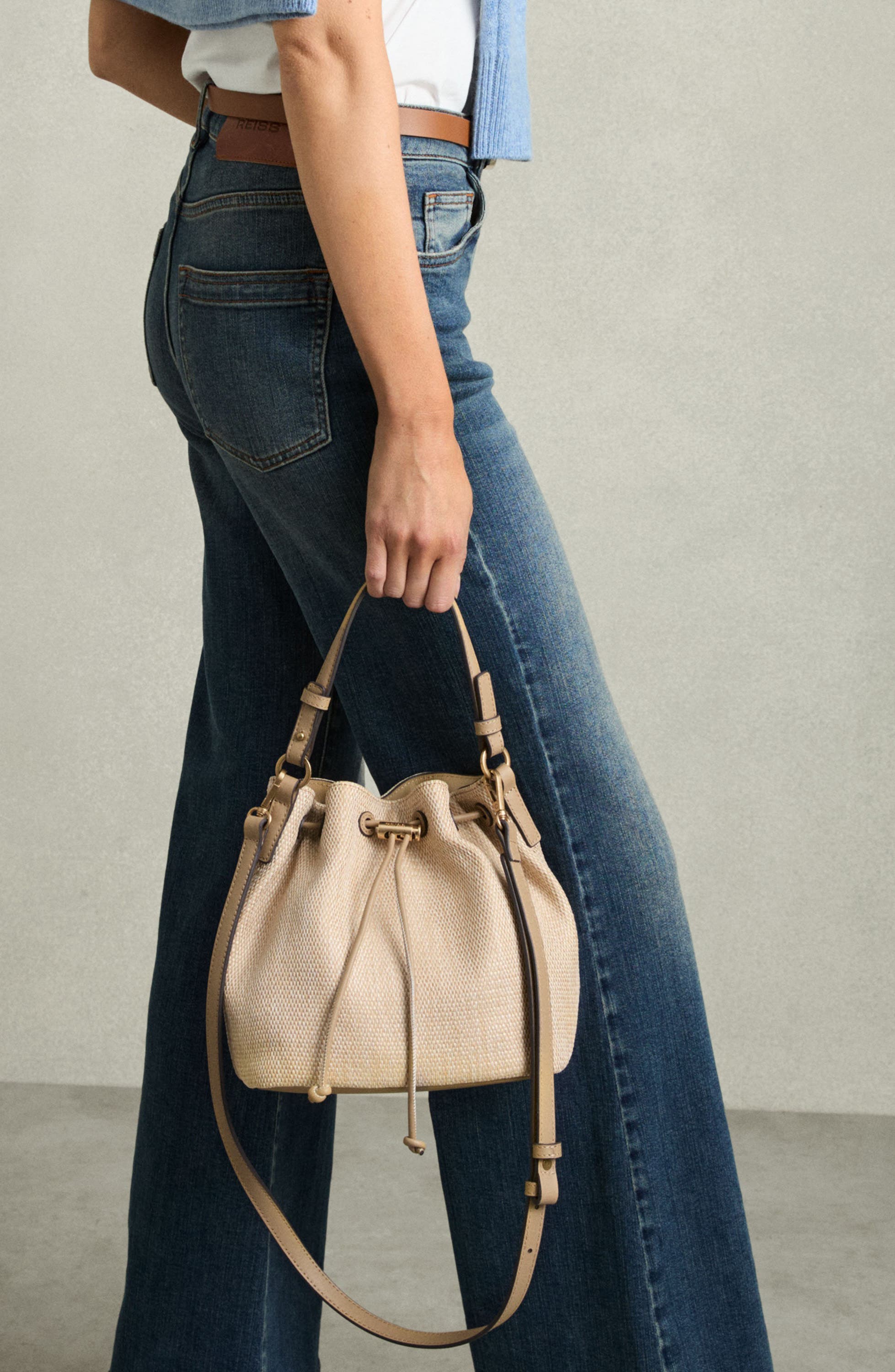 Reiss Evie Canvas Bucket Bag, Alternate, color, 