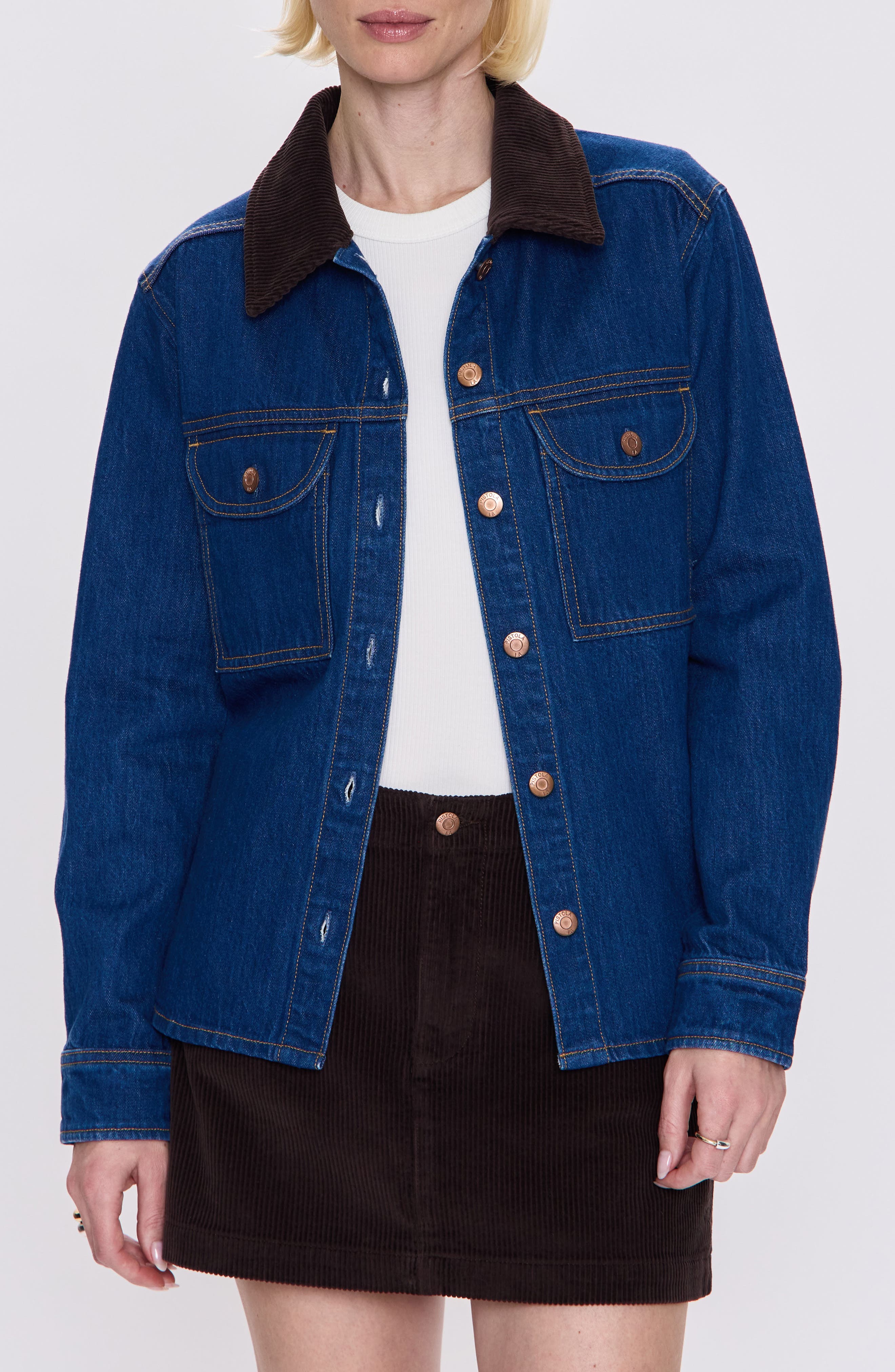 Pistola Corduroy Collar Denim Jacket