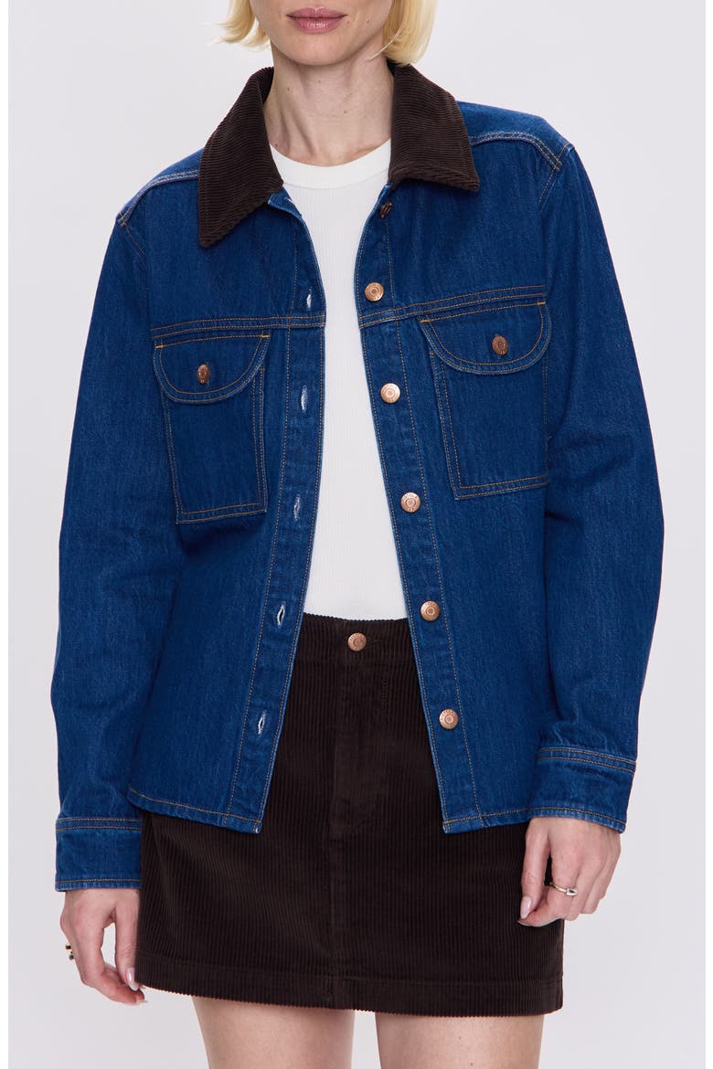 Corduroy Collar Denim Jacket, Main, color, INFINITY