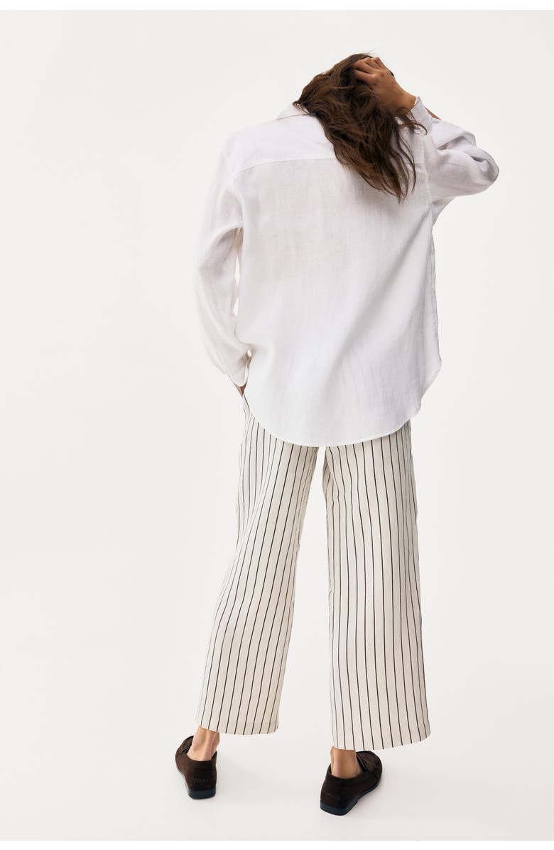 H&M Mama Linen-blend Drawstring Trousers, Alternate, color, White/Striped